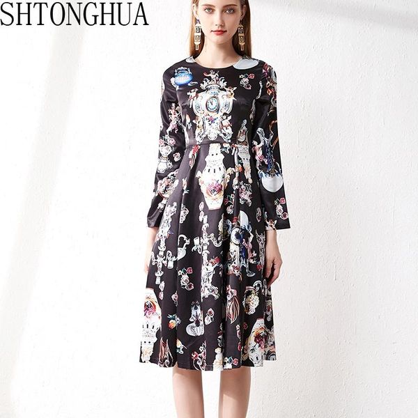 casual dresses shtonghua luxury design runway knee length dress 2021 summer women long sleeve o neck with belt printing party, Black;gray
casual dresses shtonghua luxury design runway knee length dress 2021 summer women long sleeve o neck with belt printing party, Black;gray