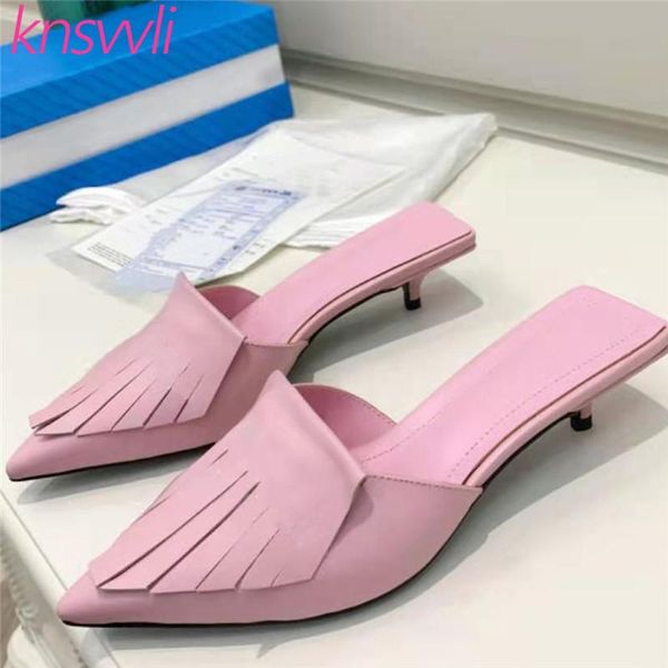 slippers spring kitten heel women genuine leather tassels runway shoes woman pointed toe mules designer brand slides, Black
slippers spring kitten heel women genuine leather tassels runway shoes woman pointed toe mules designer brand slides, Black