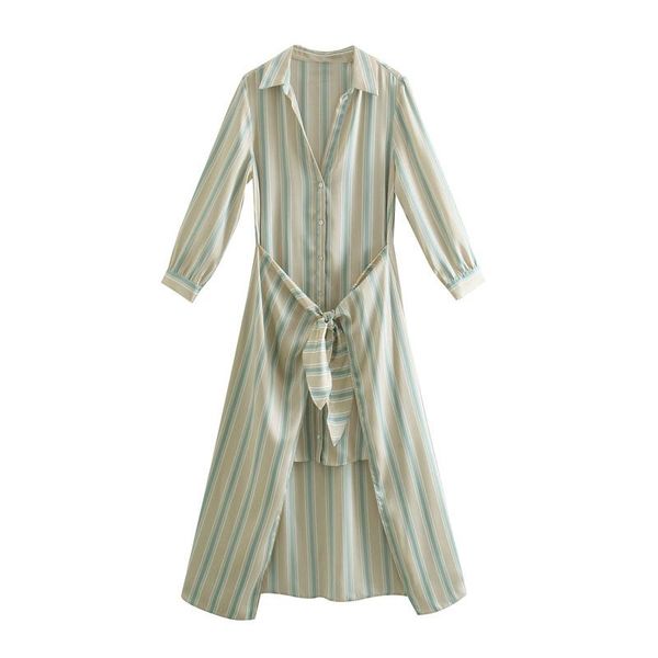 fashion striped print midi dress women 2021 summer lapel long sleeve knotted waist female dresses vestido feminino, Black;gray
fashion striped print midi dress women 2021 summer lapel long sleeve knotted waist female dresses vestido feminino, Black;gray
