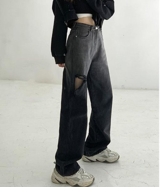 women's jeans gothic hip hop black wide leg high waist korean style streetwear with hole pants girls loose lady jogging wear, Blue
women's jeans gothic hip hop black wide leg high waist korean style streetwear with hole pants girls loose lady jogging wear, Blue