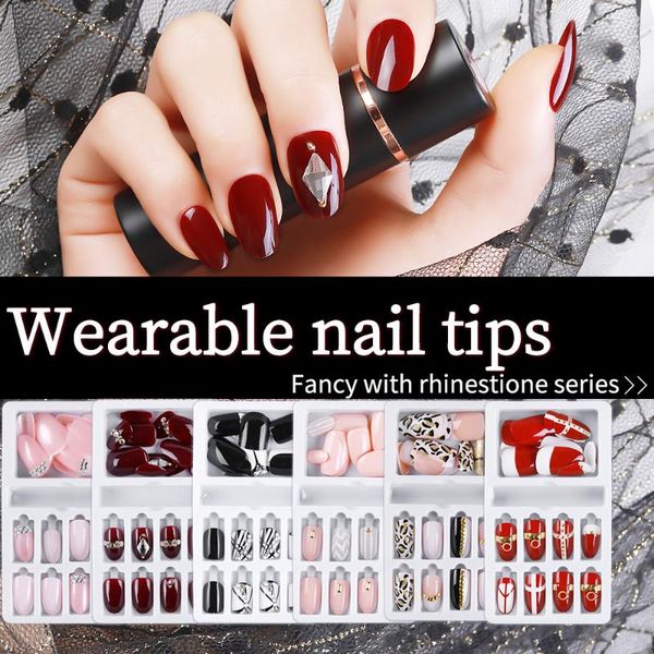 false nails 24pc fake reusable stick on press full cover nail tips short oval head lady finished fingernail, Red;gold
false nails 24pc fake reusable stick on press full cover nail tips short oval head lady finished fingernail, Red;gold