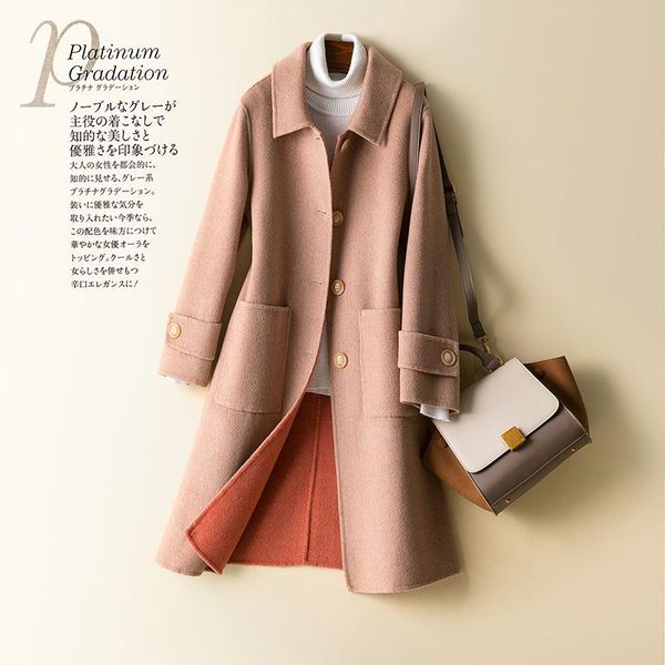 women's wool & blends fall/winter 2021 korean style woolen elegant women coat cashmere for ladies, Black
women's wool & blends fall/winter 2021 korean style woolen elegant women coat cashmere for ladies, Black