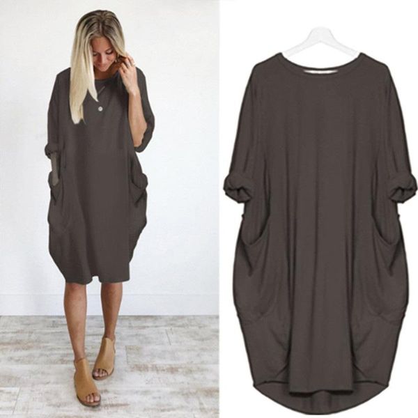 casual dresses 2021 summer women o-neck long sleeve loose plus size dress female fashion solid color pocket vestidos, Black;gray
casual dresses 2021 summer women o-neck long sleeve loose plus size dress female fashion solid color pocket vestidos, Black;gray