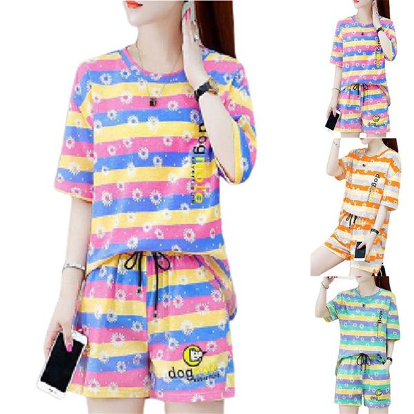 women's tracksuits 2pcs women summer striped short sleeve t shirt shorts sets tricksuit outfit, Gray
women's tracksuits 2pcs women summer striped short sleeve t shirt shorts sets tricksuit outfit, Gray
