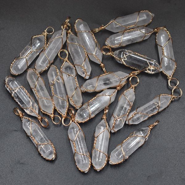 gold copper wire natural stone white crystal charms hexagonal healing reiki point pendants for jewelry making, Bronze;silver
gold copper wire natural stone white crystal charms hexagonal healing reiki point pendants for jewelry making, Bronze;silver