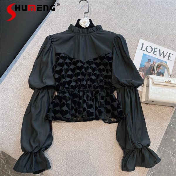 women's blouses & shirts fall 2021 retro fashionable black shirt sweet lace collar stitching long puff sleeve slimming stand blusas muj, White
women's blouses & shirts fall 2021 retro fashionable black shirt sweet lace collar stitching long puff sleeve slimming stand blusas muj, White