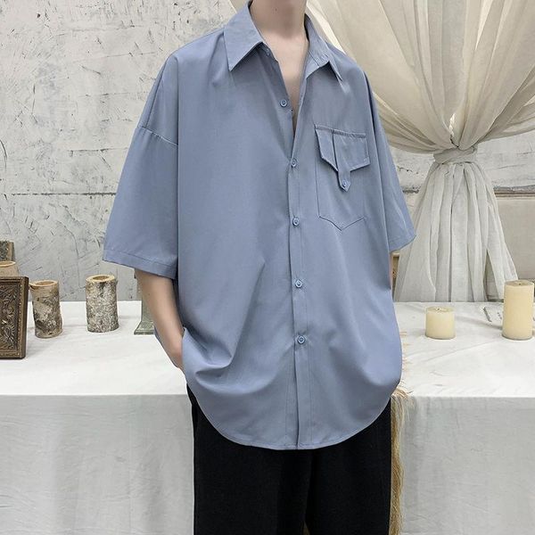 men's casual shirts summer short-sleeved fashion solid color men streetwear korean loose social mens dress -2xl, White;black
men's casual shirts summer short-sleeved fashion solid color men streetwear korean loose social mens dress -2xl, White;black
