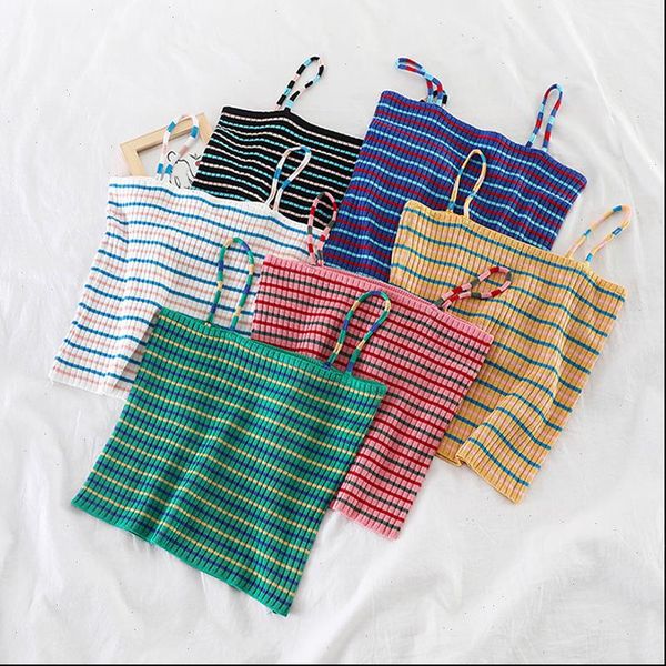 womens tank summer 2021 small fresh new simple striped color matching vest sext sling camis, White
womens tank summer 2021 small fresh new simple striped color matching vest sext sling camis, White
