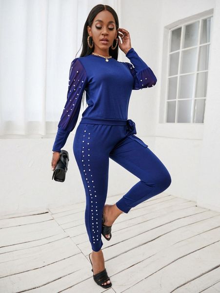 sxy pearls beaded knotted hem sweatshirt & sweatpants e3sz#, White
sxy pearls beaded knotted hem sweatshirt & sweatpants e3sz#, White