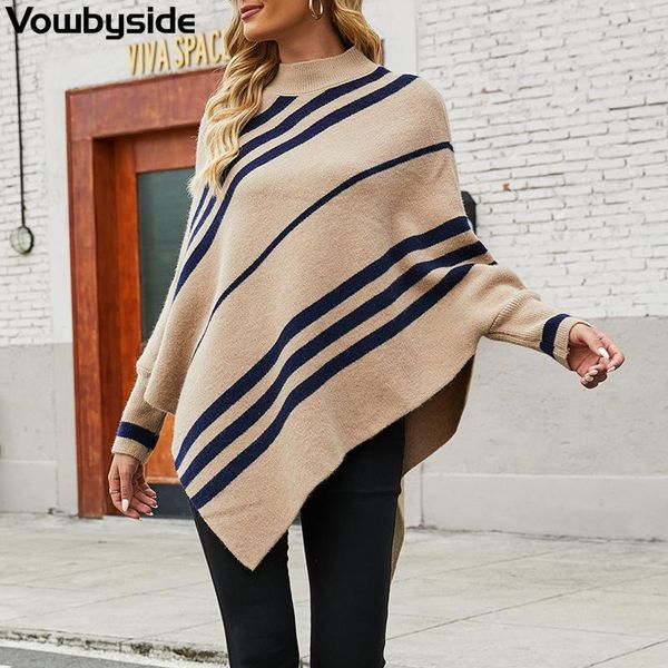 women's sweaters autumn winter striped casual cloak sweater batwing sleeve mock neck loose pullover, White;black
women's sweaters autumn winter striped casual cloak sweater batwing sleeve mock neck loose pullover, White;black