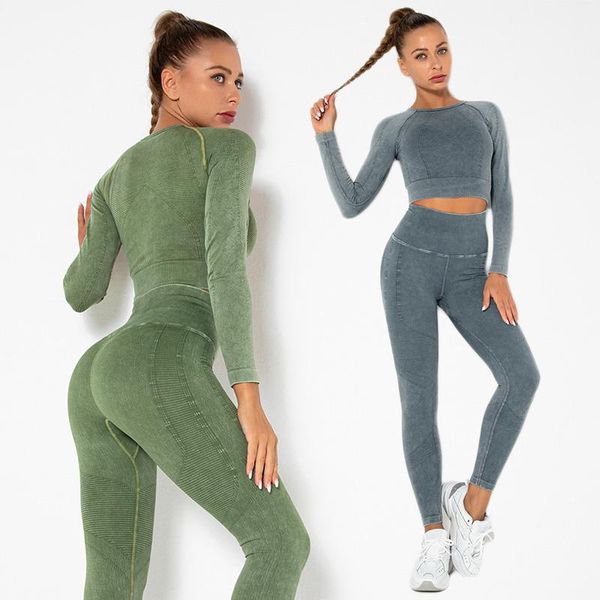yoga outfit washed seamless clothing sports suit women high waisted slim fitting fitness sportswear long sleeved leggings two piece set
yoga outfit washed seamless clothing sports suit women high waisted slim fitting fitness sportswear long sleeved leggings two piece set