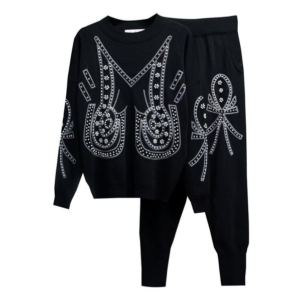 women's two piece pants 2021 autumn set women casual pearls beading knitted pullover sweater+pants suits knit loose tracksuits chandals, White
women's two piece pants 2021 autumn set women casual pearls beading knitted pullover sweater+pants suits knit loose tracksuits chandals, White