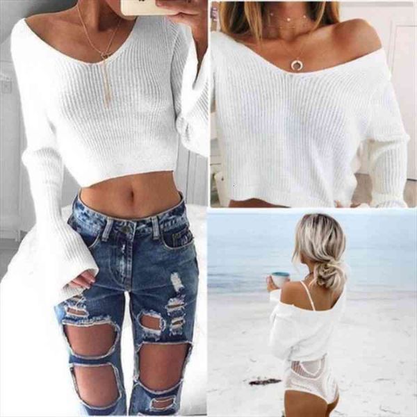 womens sweater white v-neck long sleeve knitting crop knitwear sweater solid sweaters women, White;black
womens sweater white v-neck long sleeve knitting crop knitwear sweater solid sweaters women, White;black