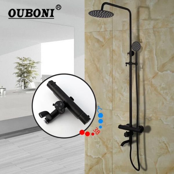 bathroom shower sets ouboni matte black faucet set wall mount rainfall round adjustable hand thermostatic temperature mixer
bathroom shower sets ouboni matte black faucet set wall mount rainfall round adjustable hand thermostatic temperature mixer