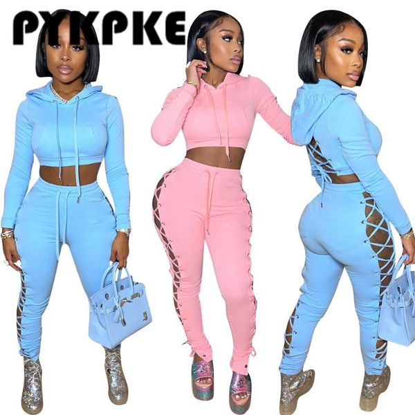 women's two piece pants set solid hooded lace up crop legging casual fitness autumn outfits, White
women's two piece pants set solid hooded lace up crop legging casual fitness autumn outfits, White