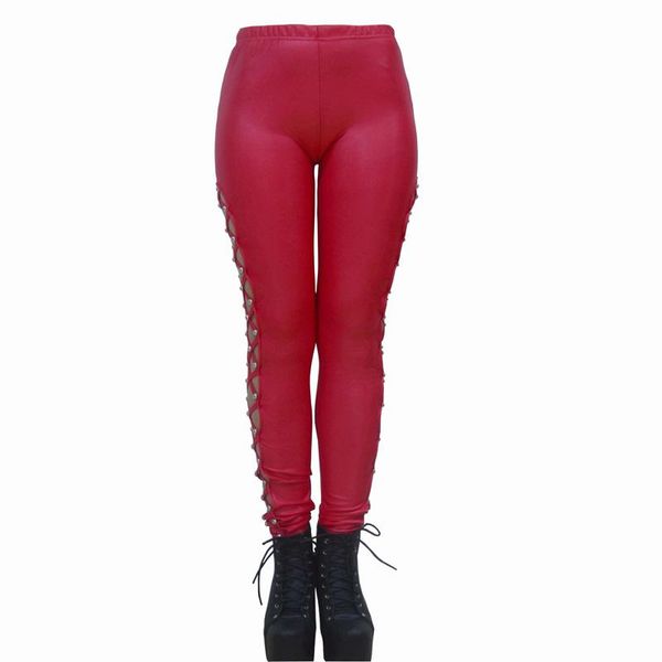 women's leggings ly women high elastic thin black/red pu leather pants bandage cross ties skinny pencil size
women's leggings ly women high elastic thin black/red pu leather pants bandage cross ties skinny pencil size
