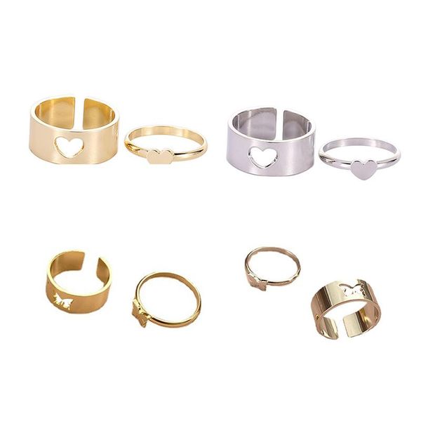 cluster rings women gold silver color 2-piece ring punk simple style lovers butterfly opening creative jewelry gifts for good friends, Golden;silver
cluster rings women gold silver color 2-piece ring punk simple style lovers butterfly opening creative jewelry gifts for good friends, Golden;silver