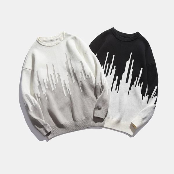 women's sweaters 2021 winter and pullovers women gradient stitching sweater loose kintted for women/men jacquard couple pullover, White;black
women's sweaters 2021 winter and pullovers women gradient stitching sweater loose kintted for women/men jacquard couple pullover, White;black