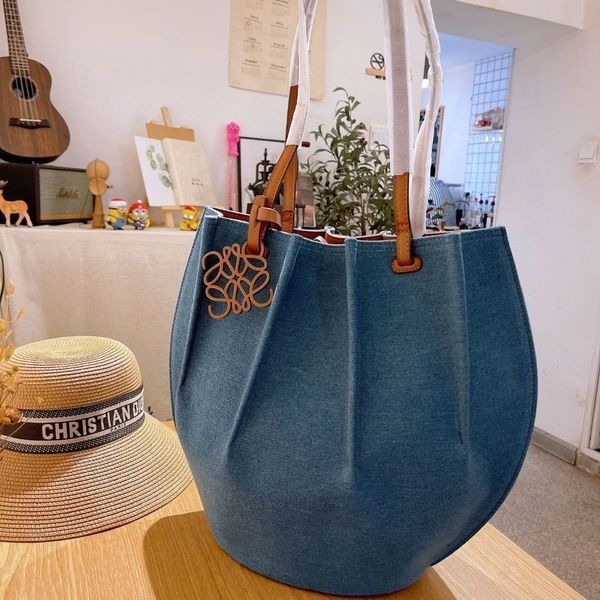 luxury handbags and storage bags lo yi with cowhide denim pleated shell bag bucket bag size 23 30cm
luxury handbags and storage bags lo yi with cowhide denim pleated shell bag bucket bag size 23 30cm