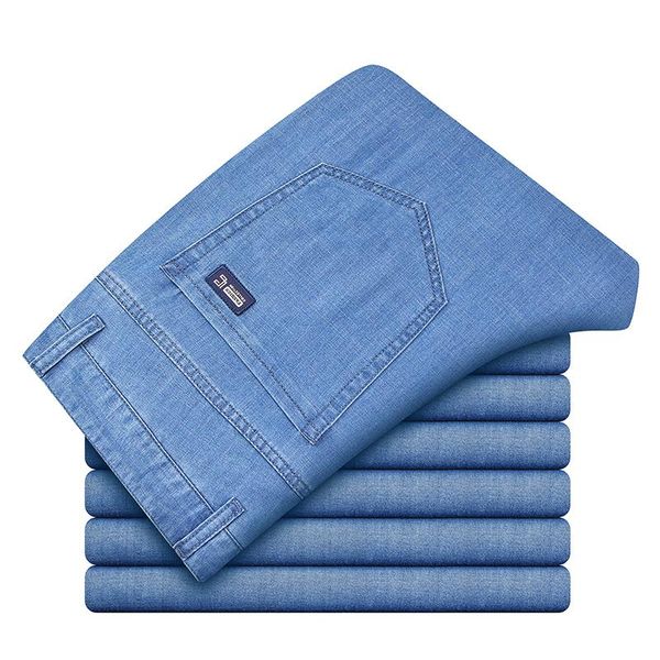 men's jeans 2021 summer classic style straight-leg stretch thin modal fabric comfort trousers business casual brand pants, Blue
men's jeans 2021 summer classic style straight-leg stretch thin modal fabric comfort trousers business casual brand pants, Blue