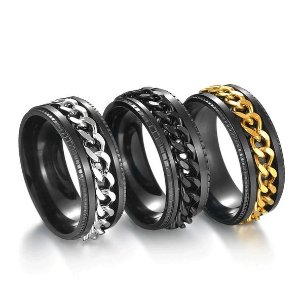 cluster rings titanium stainless steel spinner ring blue gold black punk cool stress release for men wedding band casual sport jewelry, Golden;silver
cluster rings titanium stainless steel spinner ring blue gold black punk cool stress release for men wedding band casual sport jewelry, Golden;silver