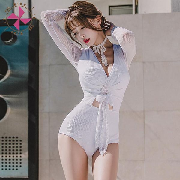 in the wind women fishnet hollow out lace-up front long sleeve swimsuit beachwear white/black
in the wind women fishnet hollow out lace-up front long sleeve swimsuit beachwear white/black