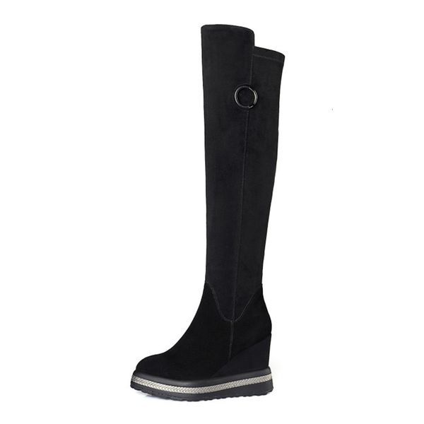 european and cow-style suede material side pointed wedge bottom rubber boots for women tg7w, Black
european and cow-style suede material side pointed wedge bottom rubber boots for women tg7w, Black