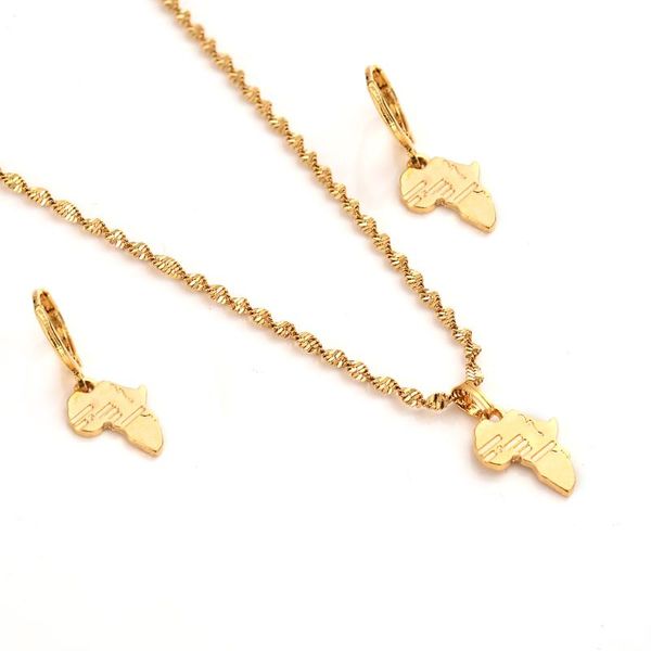 earrings & necklace bangrui cute mini africa map jewelry sets gold color statement &earrings &pendant african wedding gifts, Silver