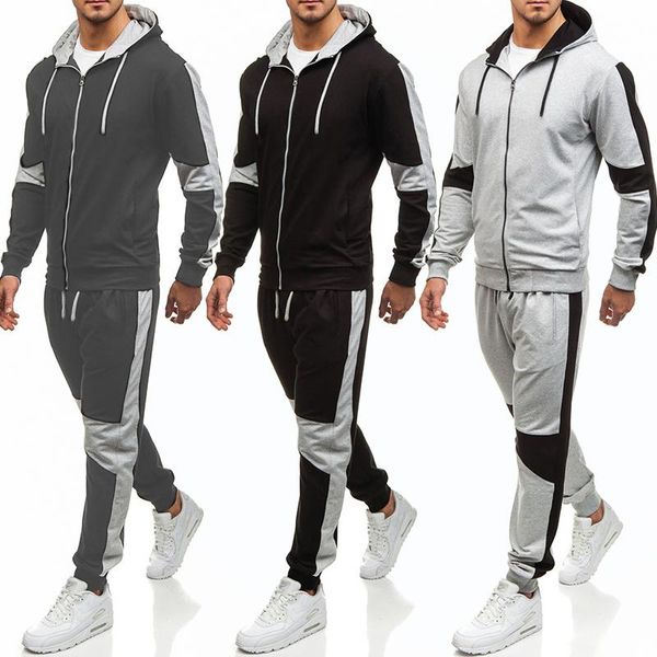 fashion men's sports suit 2021 new solid hooded sweatshirt casual pants color matching 2 piece set mens jogger fitness men sets, Gray
fashion men's sports suit 2021 new solid hooded sweatshirt casual pants color matching 2 piece set mens jogger fitness men sets, Gray