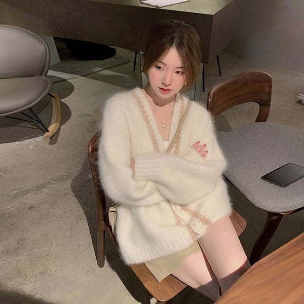 women's knits & tees sweater jacket women 2021 autumn and winter fashion ladies v-neck long-sleeved solid color loose casual knitted ca, White
women's knits & tees sweater jacket women 2021 autumn and winter fashion ladies v-neck long-sleeved solid color loose casual knitted ca, White