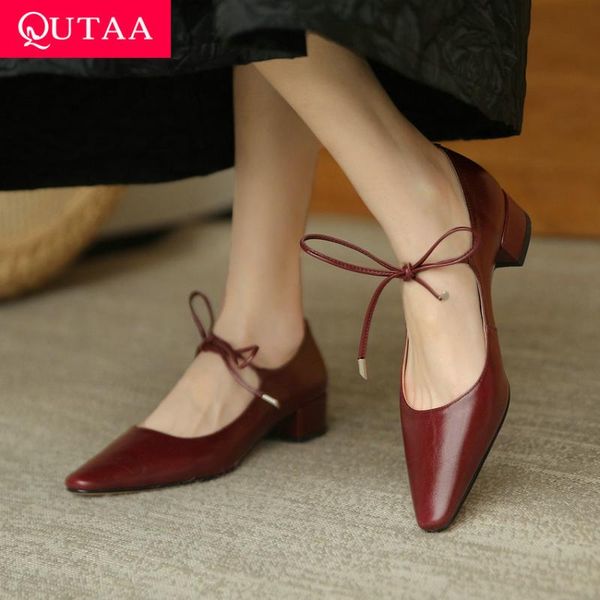 dress shoes qutaa 2021 spring summer pointed toe square heel basic women lace up genuine leather all match female pumps size 34-39, Black
dress shoes qutaa 2021 spring summer pointed toe square heel basic women lace up genuine leather all match female pumps size 34-39, Black