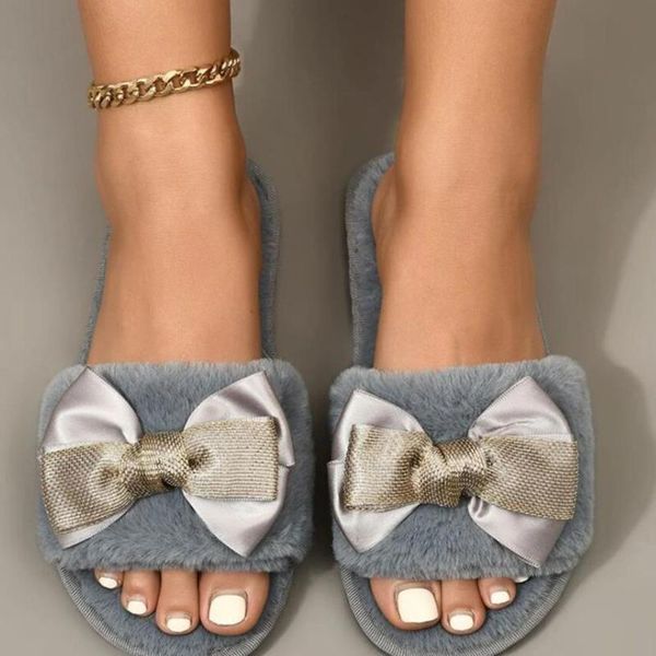 slippers 2021 winter women's fashion solid color bowknot plush flat foot slipper indoor bedroom open toe warm slides plus size, Black
slippers 2021 winter women's fashion solid color bowknot plush flat foot slipper indoor bedroom open toe warm slides plus size, Black