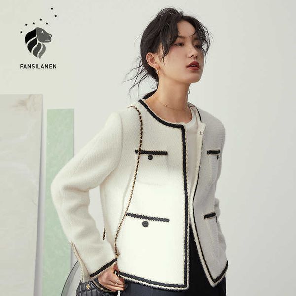 fansilanen vintage pocket white tweed jackets coats women striped black elegant autumn winter jacket oversize female short coat 210607, Black;brown
fansilanen vintage pocket white tweed jackets coats women striped black elegant autumn winter jacket oversize female short coat 210607, Black;brown