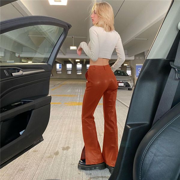 women's pants & capris straight leather trousers of the fake high fashion waist women 2021 divide spring and winter long plutonium pant, Black;white
women's pants & capris straight leather trousers of the fake high fashion waist women 2021 divide spring and winter long plutonium pant, Black;white