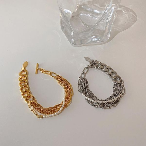 beaded, strands women's multilayered metallic hand chain freshwater pearls splicing bracelet for female korean fashion bangle trendy je, Black
beaded, strands women's multilayered metallic hand chain freshwater pearls splicing bracelet for female korean fashion bangle trendy je, Black