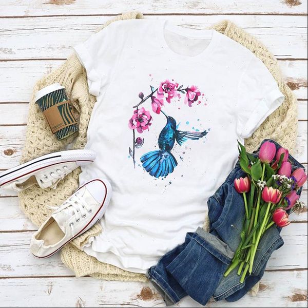 women graphic cartoon bird painting flower fashion summer shirt lady clothes t shirt womens clothing tee female t shirt, White
women graphic cartoon bird painting flower fashion summer shirt lady clothes t shirt womens clothing tee female t shirt, White