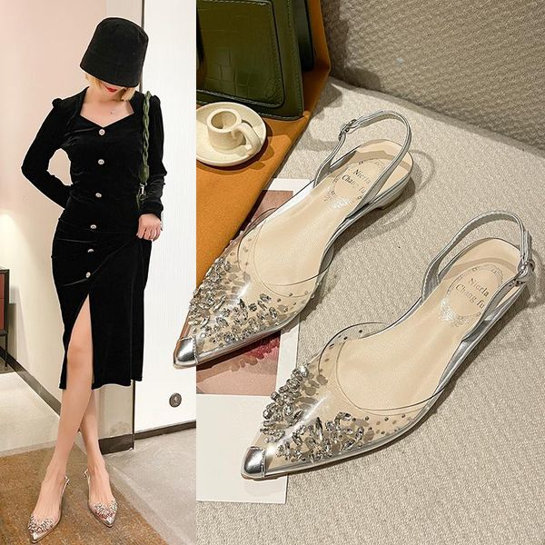 sandals pvc transparent women pumps crystal low heels rhinestone pointed toe bridesmaid wedding shoes, Black
sandals pvc transparent women pumps crystal low heels rhinestone pointed toe bridesmaid wedding shoes, Black