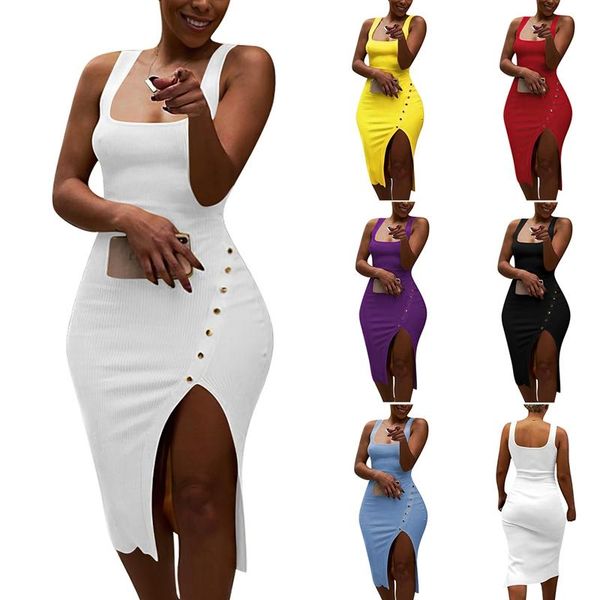 casual dresses women summer sleeveless side split knitted bodycon midi tank dress vintage, Black;gray
casual dresses women summer sleeveless side split knitted bodycon midi tank dress vintage, Black;gray