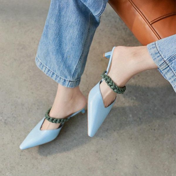 slippers zawsthia 2021 chic genuine natural leather blue pointed toe women slides thick med heels shoes for sandals mules, Black
slippers zawsthia 2021 chic genuine natural leather blue pointed toe women slides thick med heels shoes for sandals mules, Black