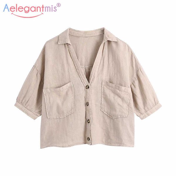 aelegantmis loose short sleeve blouses women vintage cotton linen button up shirt soft cozy shirts for womens 6 colors summer 210607, White
aelegantmis loose short sleeve blouses women vintage cotton linen button up shirt soft cozy shirts for womens 6 colors summer 210607, White
