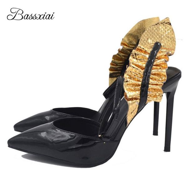 sandals ruffles strappy for girls women black patent leather point toe 10cm thin high heels summer shoes woman
sandals ruffles strappy for girls women black patent leather point toe 10cm thin high heels summer shoes woman