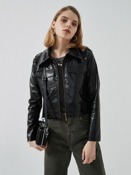 women's leather & faux fashion collar pu jackets female shiny waterproof crocodile pattern design motor outerwear f2753, Black
women's leather & faux fashion collar pu jackets female shiny waterproof crocodile pattern design motor outerwear f2753, Black
