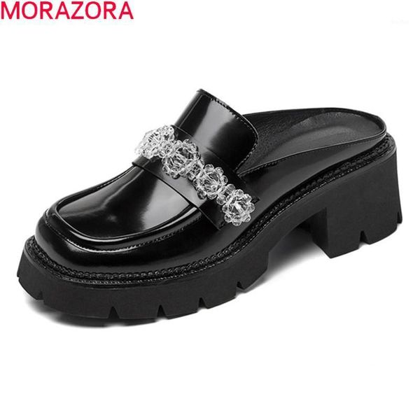 genuine leather shoes square high heels women slippers summer black white color casual ladies mules1
genuine leather shoes square high heels women slippers summer black white color casual ladies mules1