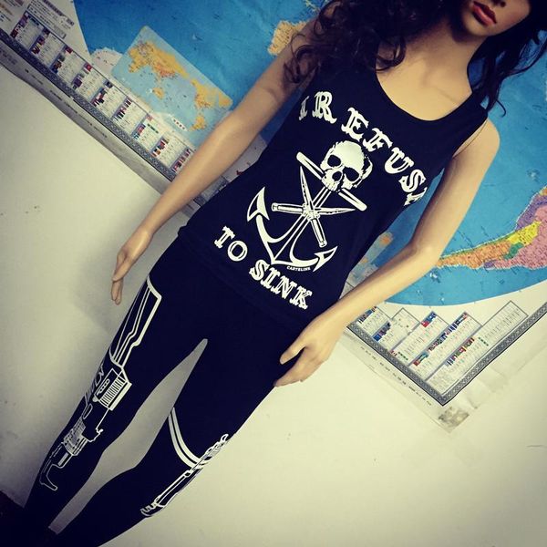 women's shapers 2021 selling skull boat anchor black and white lettered printed vest, Black;white
women's shapers 2021 selling skull boat anchor black and white lettered printed vest, Black;white