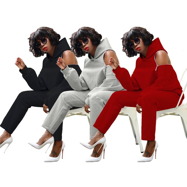 2021 new solid color hollow out backless long sleeve zipper hooded straight-leg pants women suit autumn two piece set y3fj, Gray
2021 new solid color hollow out backless long sleeve zipper hooded straight-leg pants women suit autumn two piece set y3fj, Gray