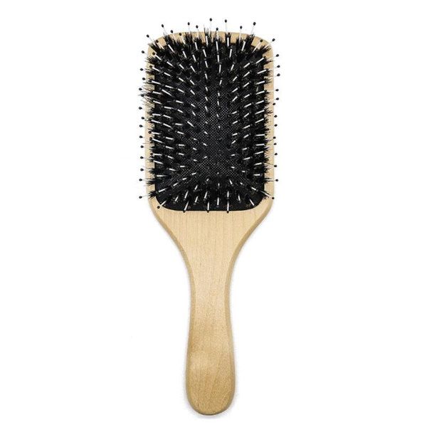 hair brushes natural bristle hairbrush wood massage comb anti-static scalp paddle barber brush styling tool, Silver
hair brushes natural bristle hairbrush wood massage comb anti-static scalp paddle barber brush styling tool, Silver