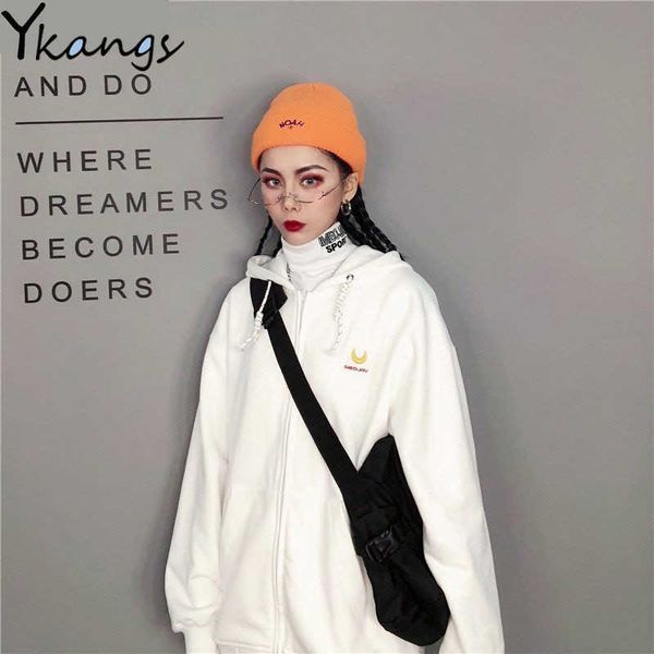 moon embroidery white oversized hooded sweatshirt women autumn vintage solid color long sleeve jacket student casual large coats 210619, Black;brown
moon embroidery white oversized hooded sweatshirt women autumn vintage solid color long sleeve jacket student casual large coats 210619, Black;brown