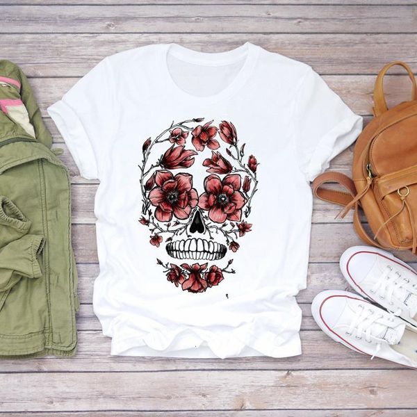 women cartoon skull floral flower halloween casual print lady t-shirts womens graphic t shirt ladies female tee t-shirt, White
women cartoon skull floral flower halloween casual print lady t-shirts womens graphic t shirt ladies female tee t-shirt, White