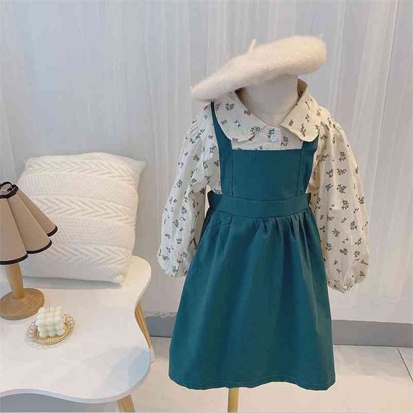 girls children's clothing autumn korean style suspenders skirt + floral shirt 2pcs sets cotton and linen kids suit 210625, White
girls children's clothing autumn korean style suspenders skirt + floral shirt 2pcs sets cotton and linen kids suit 210625, White