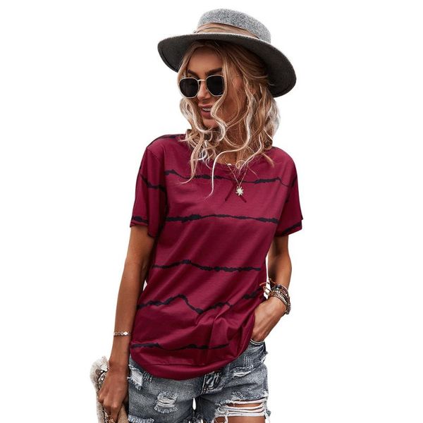 women's t-shirt round collar cotton striped short sleeves wear top, White 
women's t-shirt round collar cotton striped short sleeves wear top, White